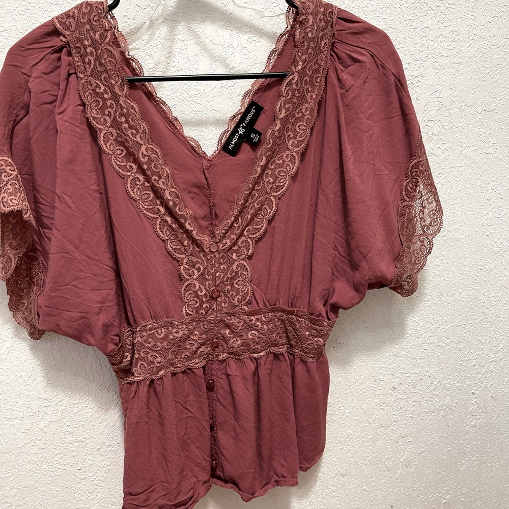 Almost Famous v neck frilly shirt